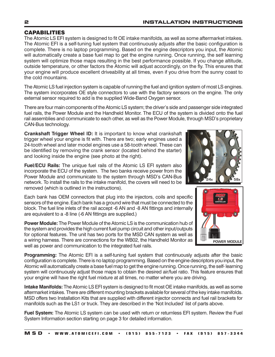 MSD 2950 Atomic LS2_LS3 Master Kit Installation User Manual | Page 2 / 20