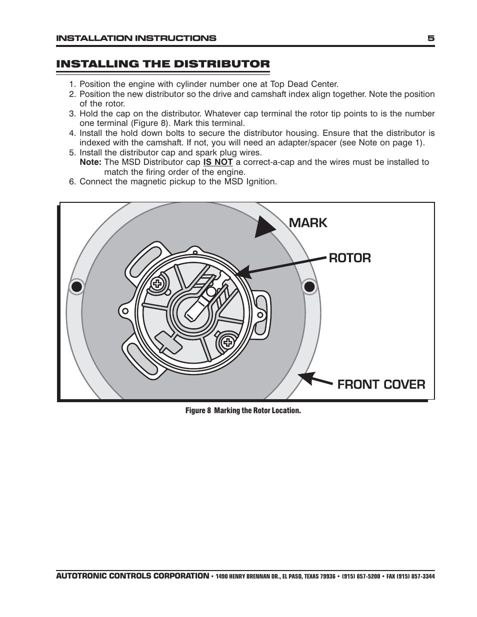 Installing the distributor | MSD 8353 Ford Front Mount Flathead Pro-Billet Distributor Installation User Manual | Page 5 / 8
