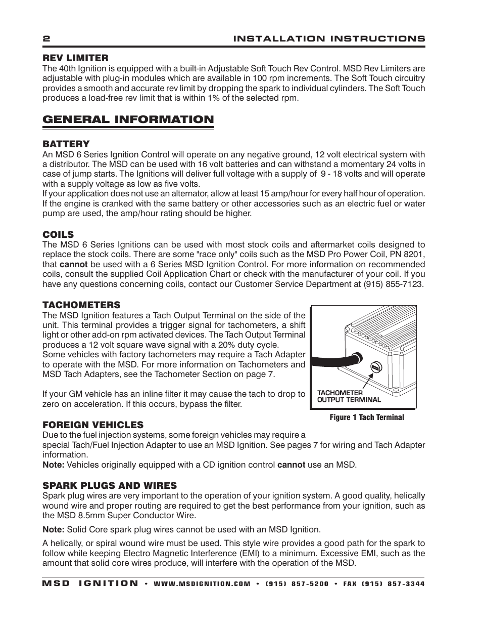 MSD 6440 40th Anniversary 6AL Ignition Control Installation User Manual | Page 2 / 16
