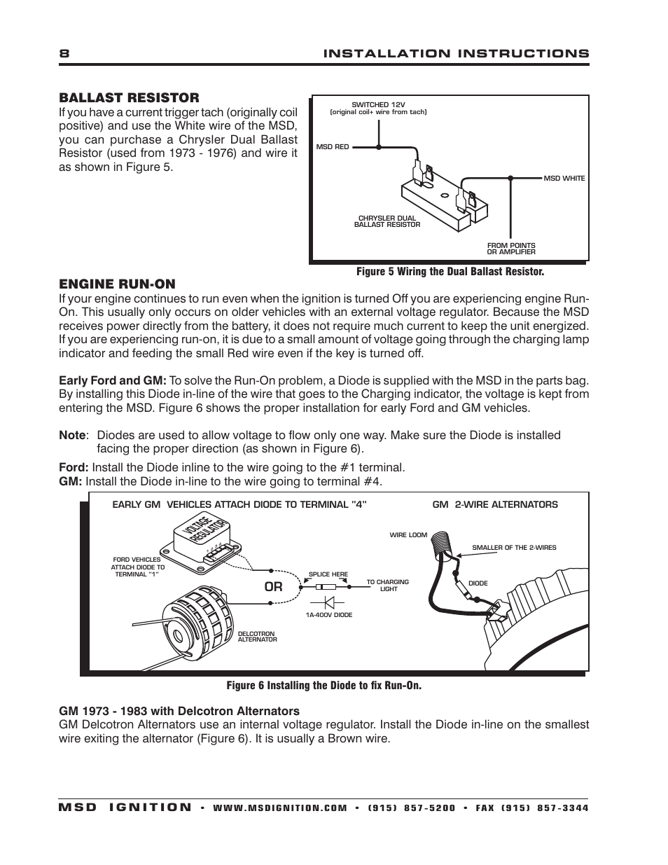 Ballast resistor, Engine run-on | MSD 6440 40th Anniversary 6AL Ignition Control Installation User Manual | Page 8 / 16