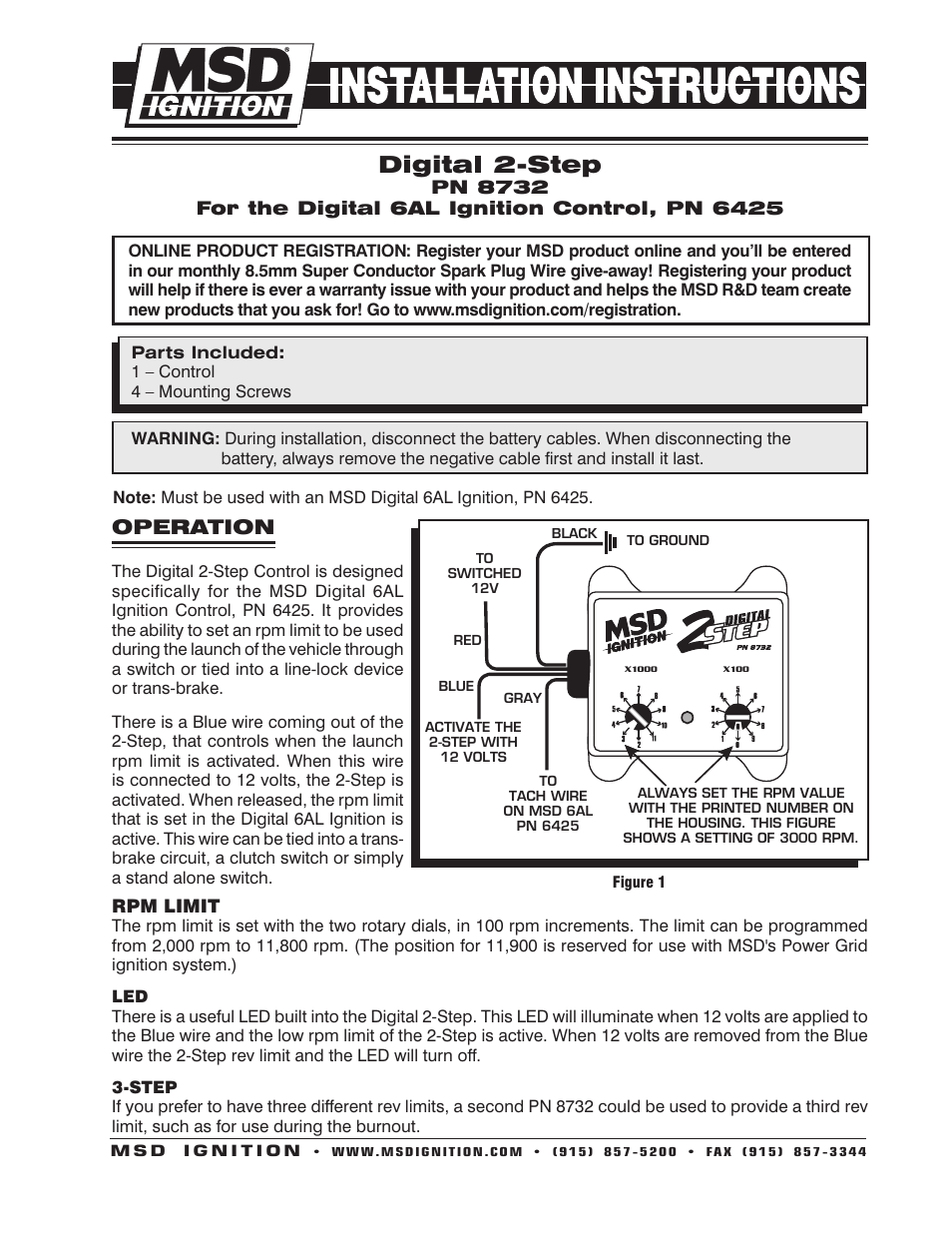 MSD 8732 2-Step Rev Control for Digital 6AL Installation User Manual | 4 pages