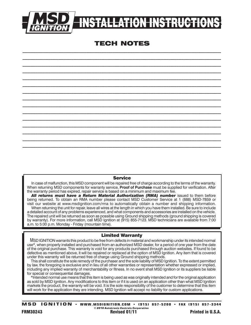 MSD 8732 2-Step Rev Control for Digital 6AL Installation User Manual | Page 4 / 4