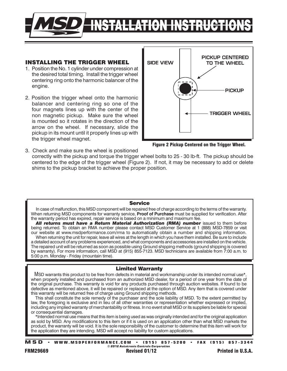 MSD 8644 Ford Big Block Crank Trigger Kit Installation User Manual | Page 2 / 2