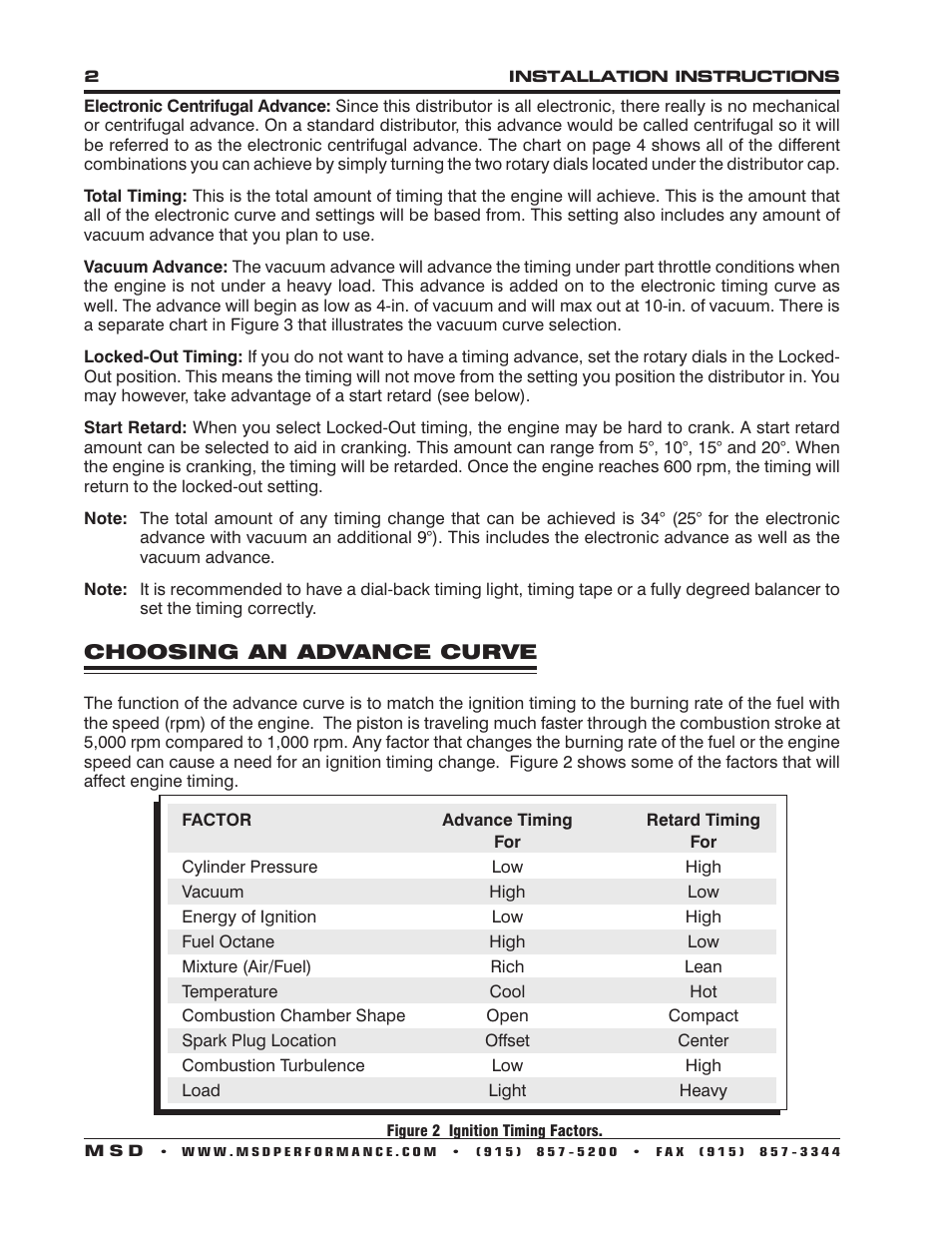 MSD 8503 Ford 289, 302 E-Curve Pro-Billet Distributor Installation User Manual | Page 2 / 8