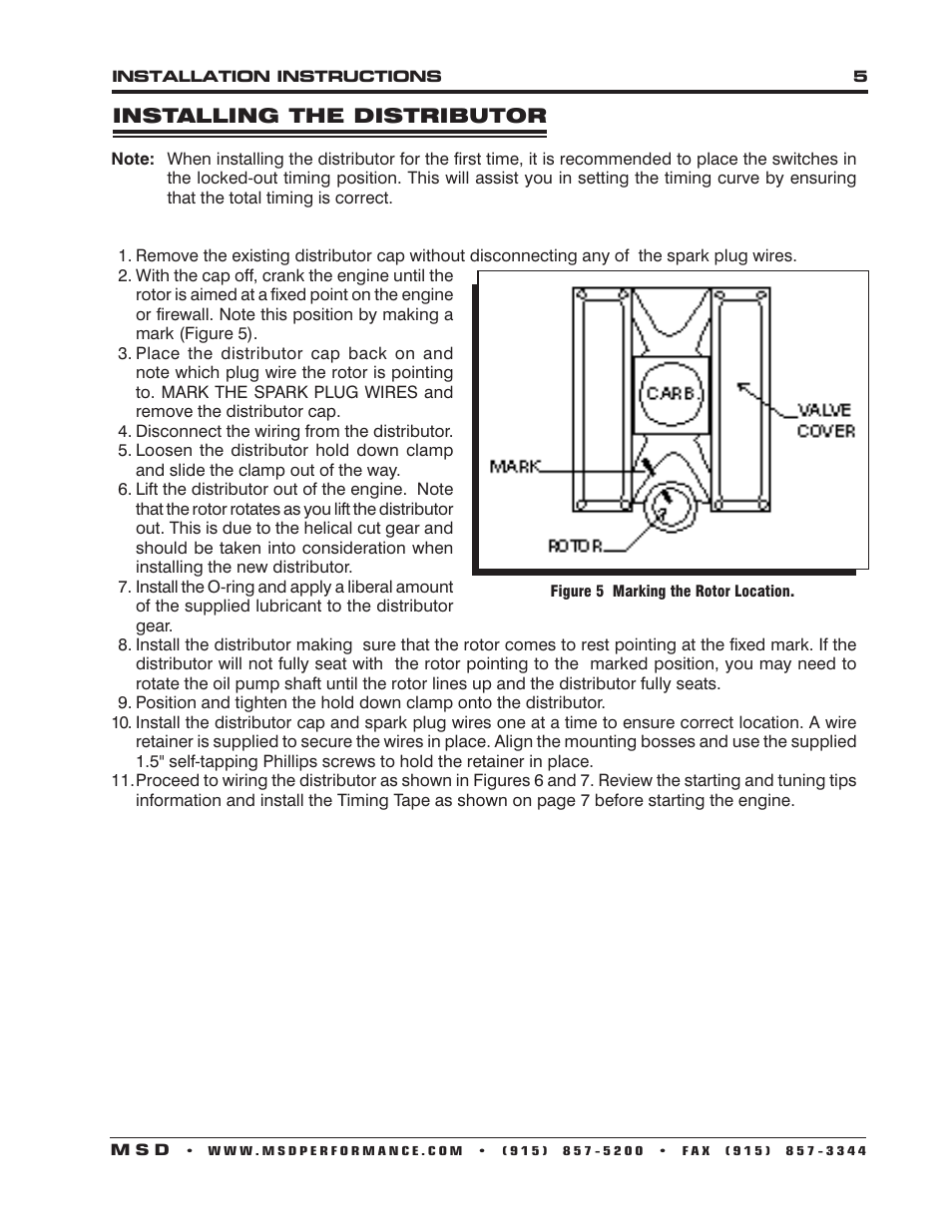 MSD 8503 Ford 289, 302 E-Curve Pro-Billet Distributor Installation User Manual | Page 5 / 8