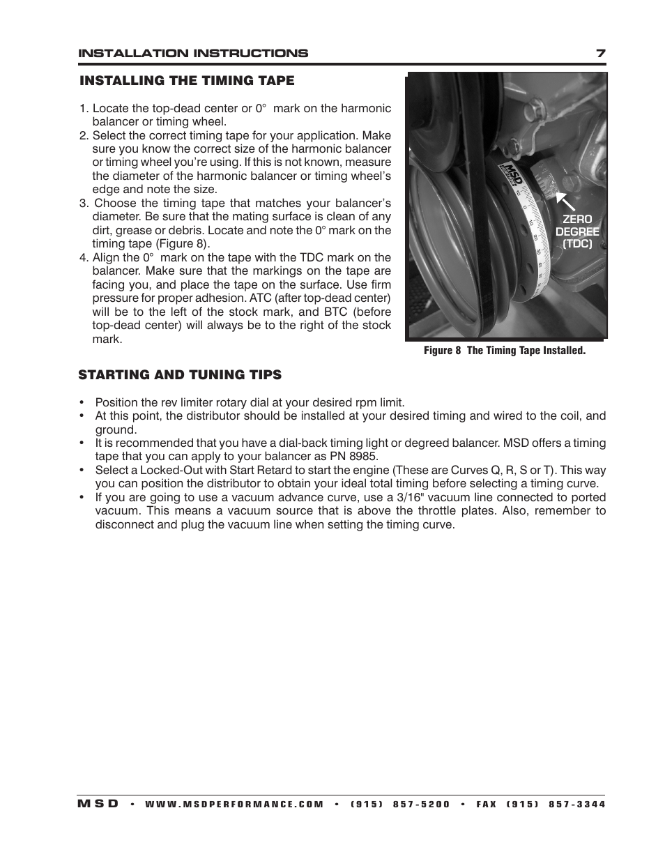 MSD 8503 Ford 289, 302 E-Curve Pro-Billet Distributor Installation User Manual | Page 7 / 8