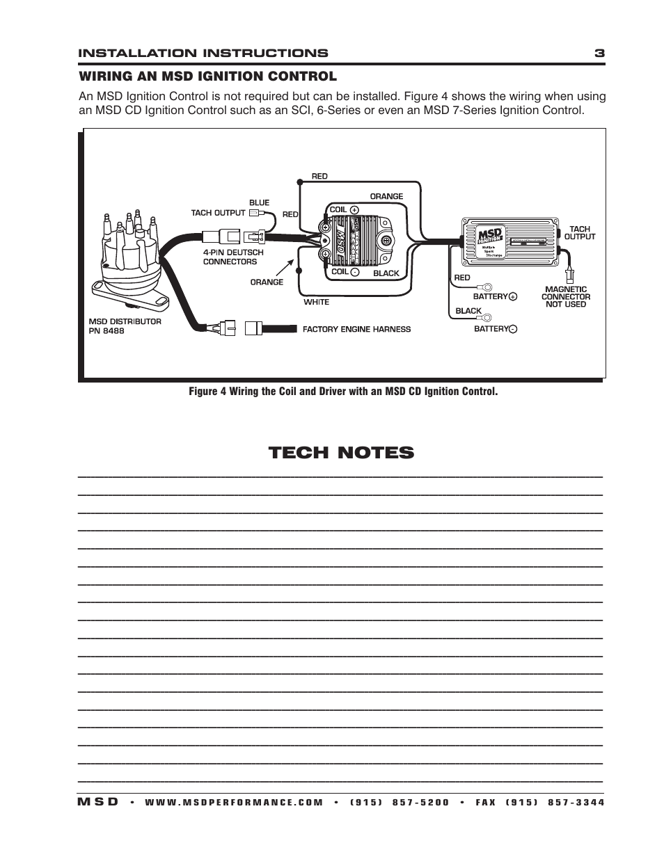 Wiring an msd ignition control | MSD 8235 Inductive Blaster SC Coil Installation User Manual | Page 3 / 4