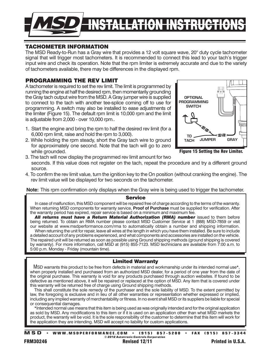 MSD 8360 Chevy V8 w_Internal Module Distributor Installation User Manual | Page 8 / 8