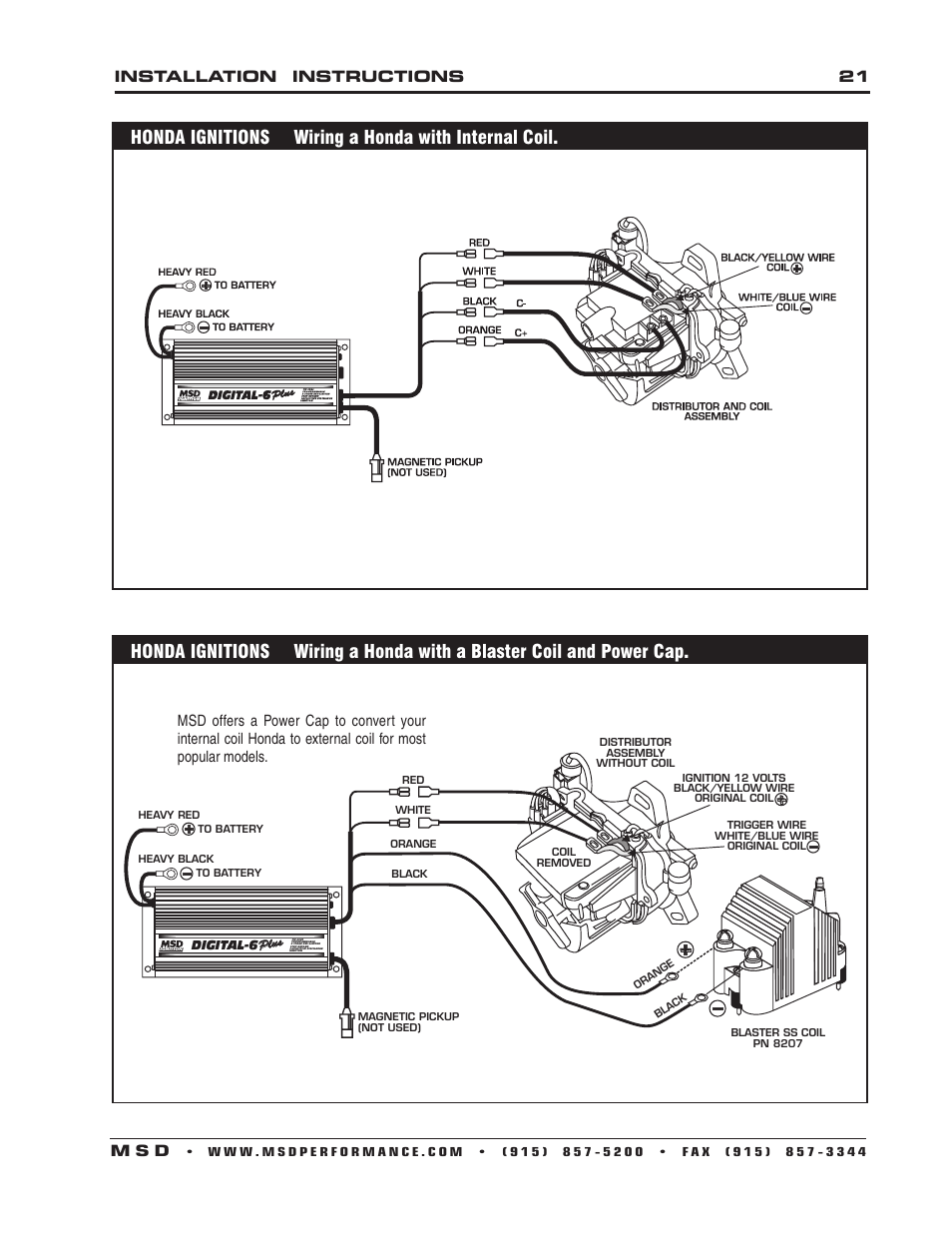 Installation instructions 21 m s d | MSD 6520 Digital 6-Plus Ignition Control Installation User Manual | Page 21 / 24