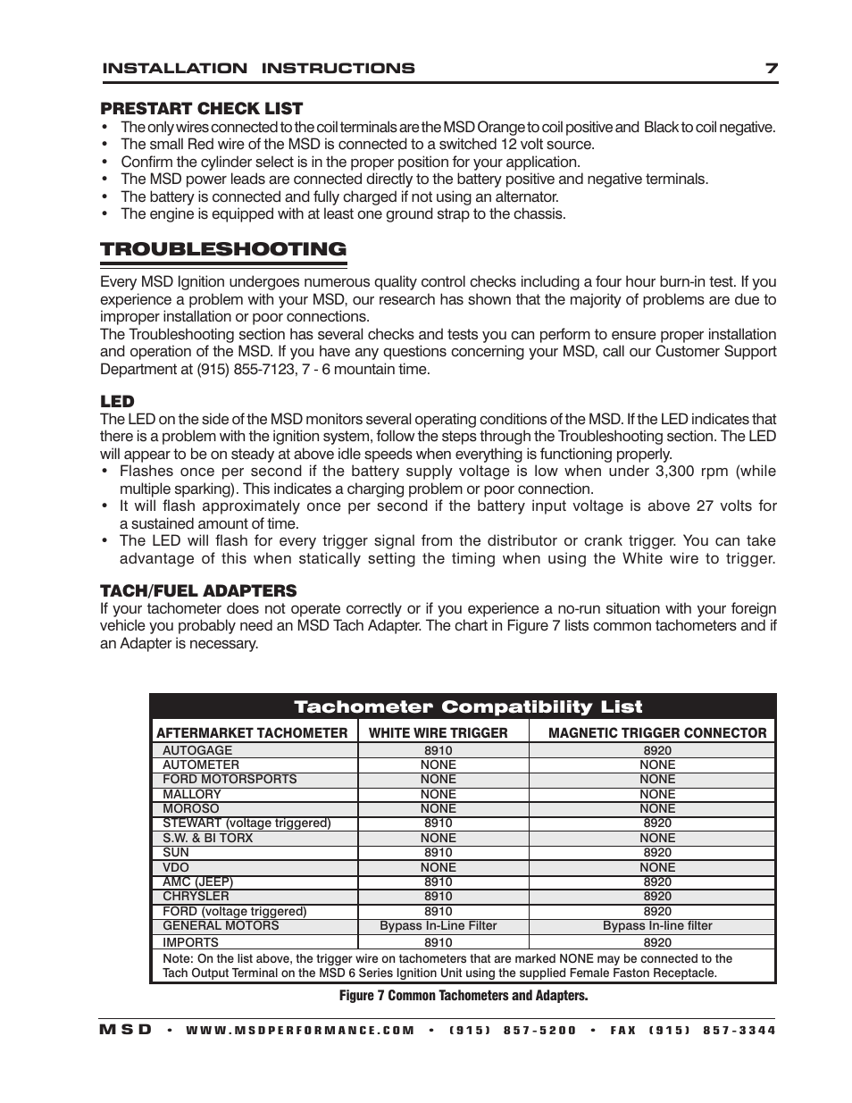 Troubleshooting | MSD 6520 Digital 6-Plus Ignition Control Installation User Manual | Page 7 / 24