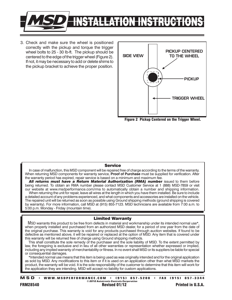MSD 8636 Chrysler Big Block Crank Trigger Kit Installation User Manual | Page 2 / 2