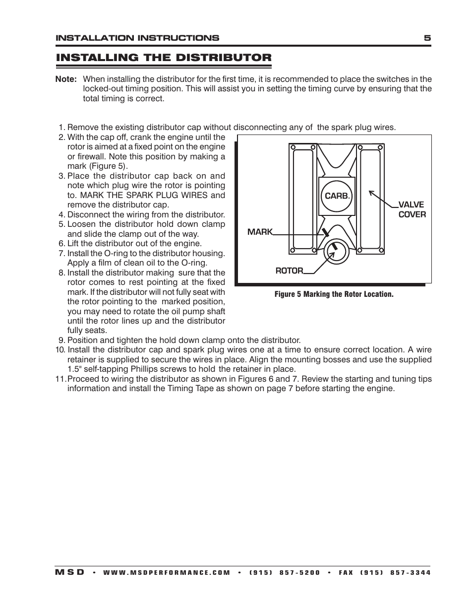 MSD 8504 Chrysler, 318, 340, 360, E-Curve Distributor Installation User Manual | Page 5 / 8