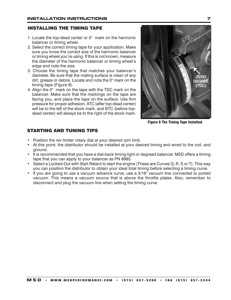 MSD 8504 Chrysler, 318, 340, 360, E-Curve Distributor Installation User Manual | Page 7 / 8
