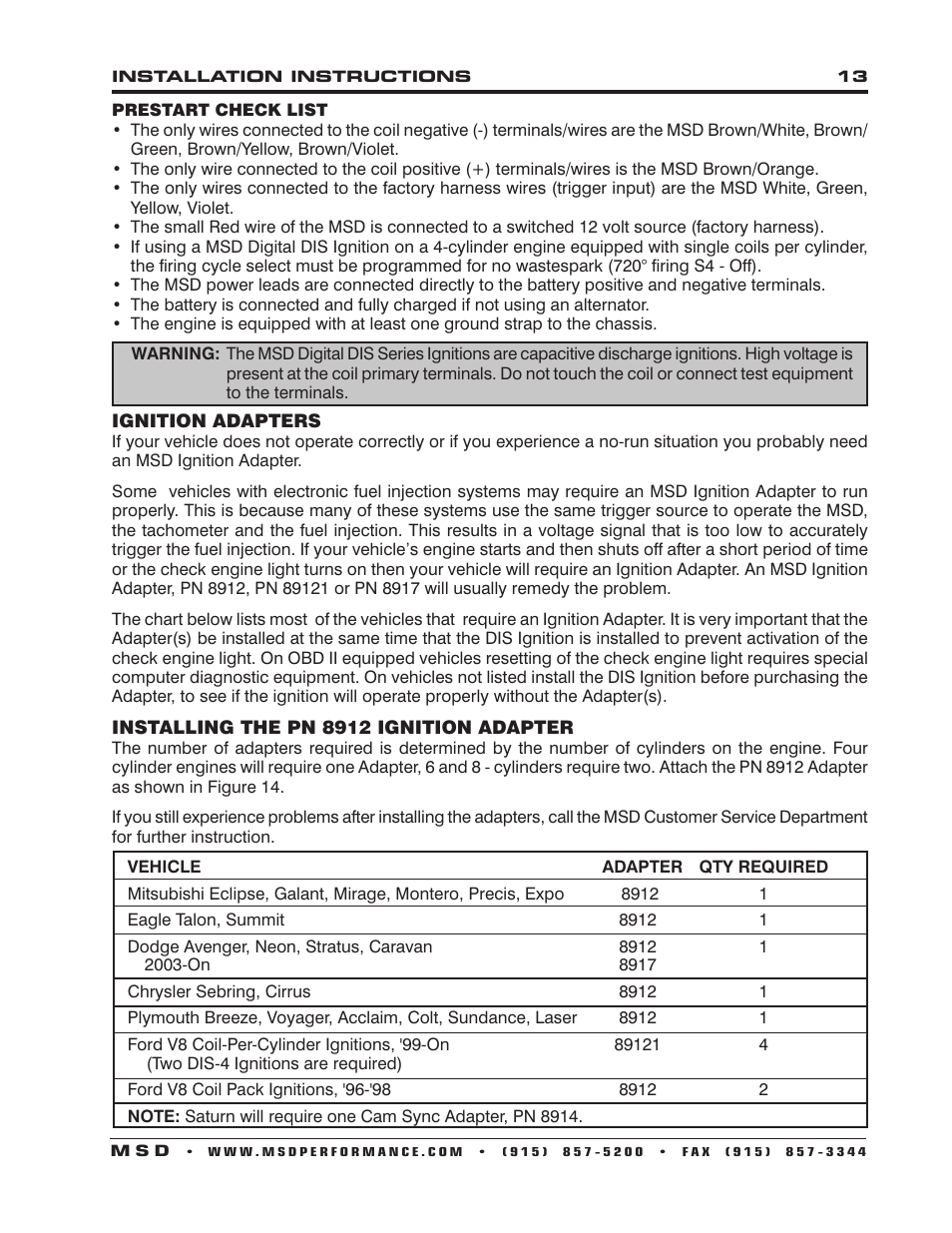 MSD 62153 DIS-4 Plus High Output Installation User Manual | Page 13 / 16