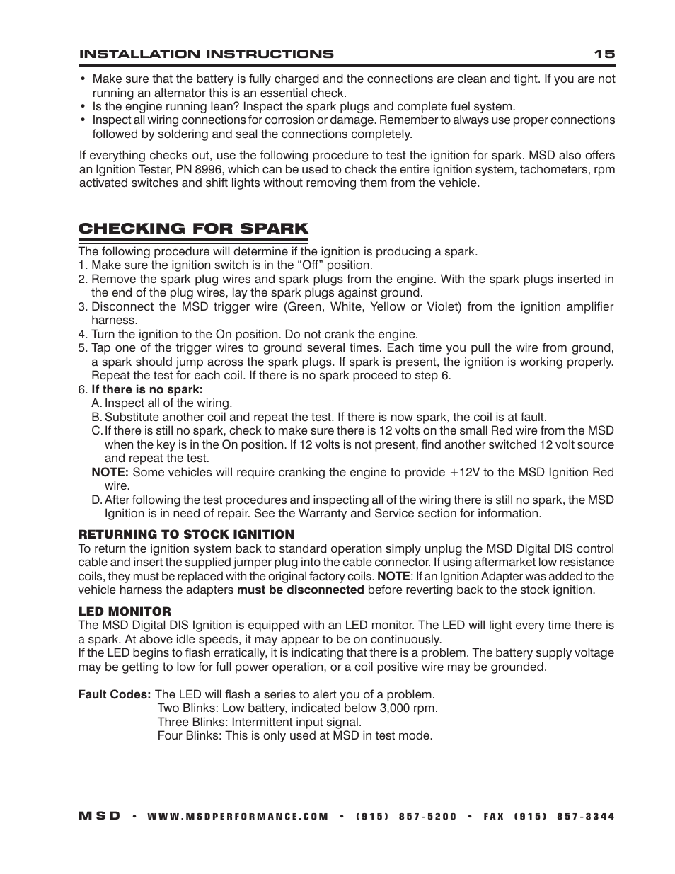 MSD 62153 DIS-4 Plus High Output Installation User Manual | Page 15 / 16