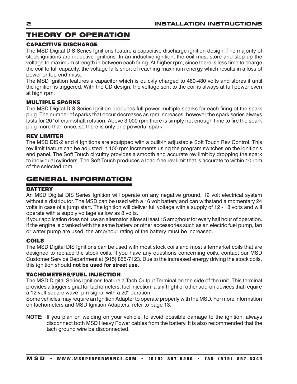 MSD 62153 DIS-4 Plus High Output Installation User Manual | Page 2 / 16