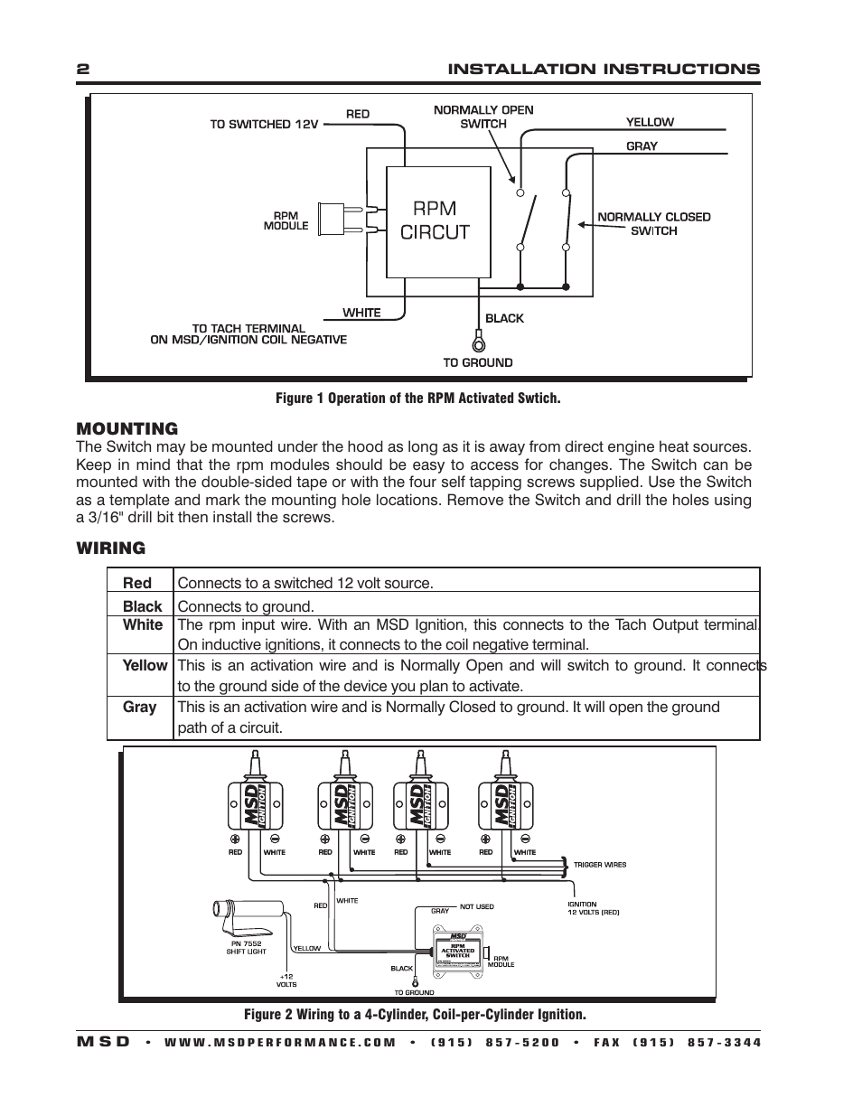 MSD 89501 RPM Activated Switch, DIS Installation User Manual | Page 2 / 4