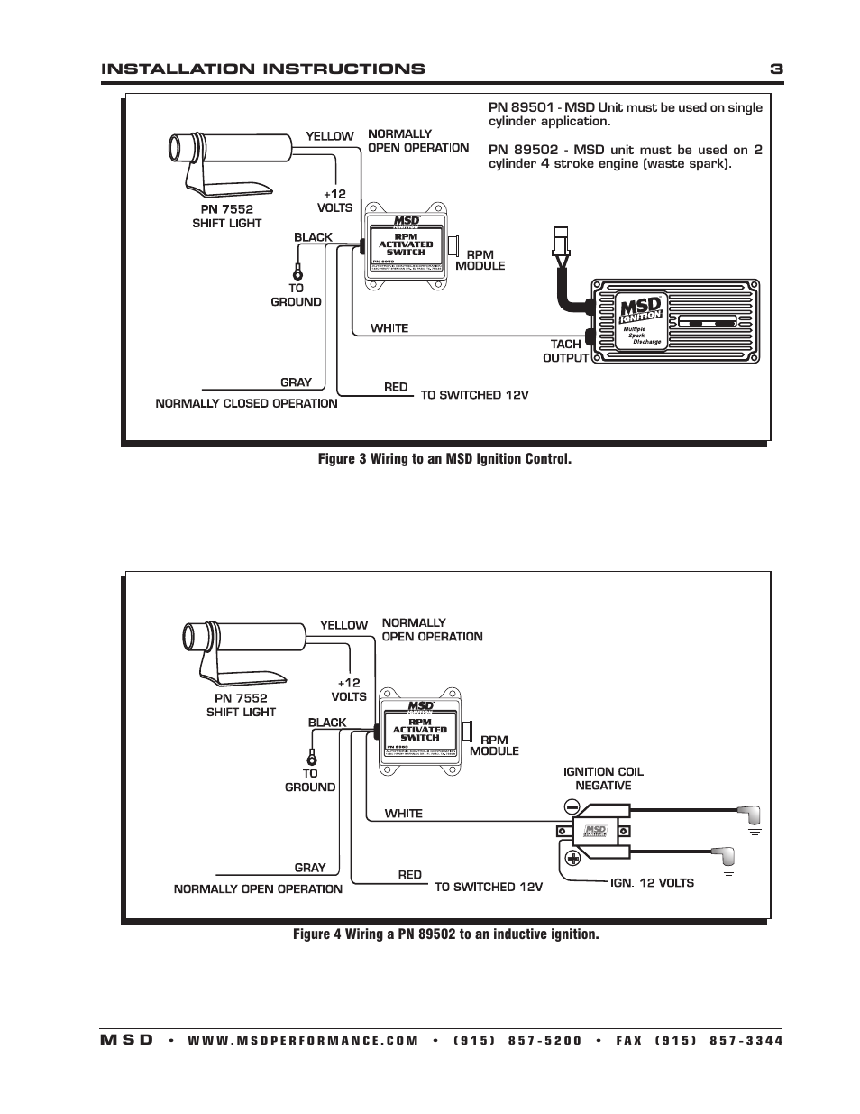 MSD 89501 RPM Activated Switch, DIS Installation User Manual | Page 3 / 4