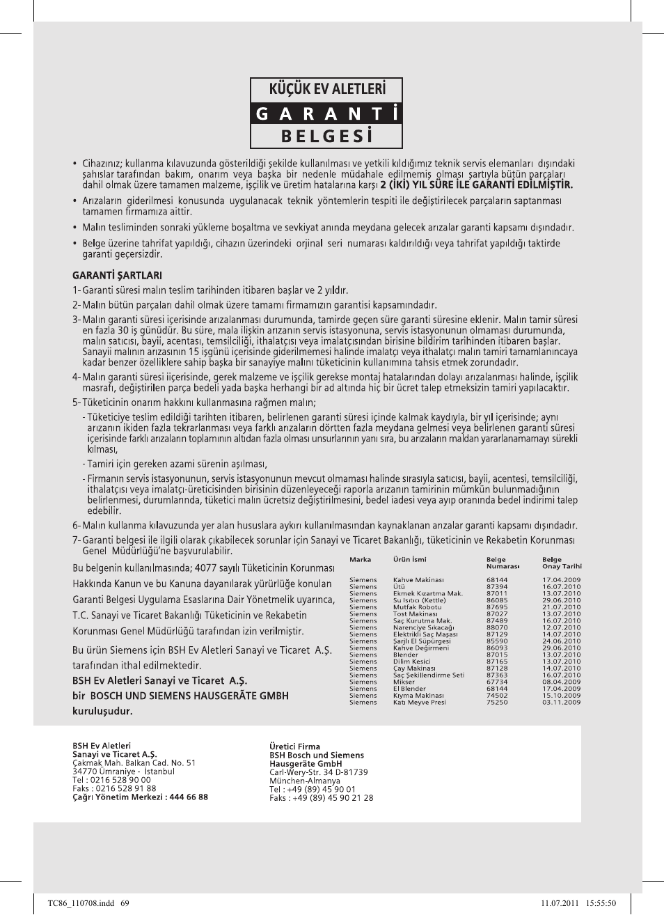 Siemens TC 86375 User Manual | Page 73 / 108