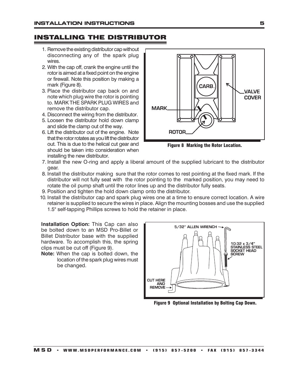 MSD 8594 Ford FE Pro-Billet Distributor Installation User Manual | Page 5 / 8