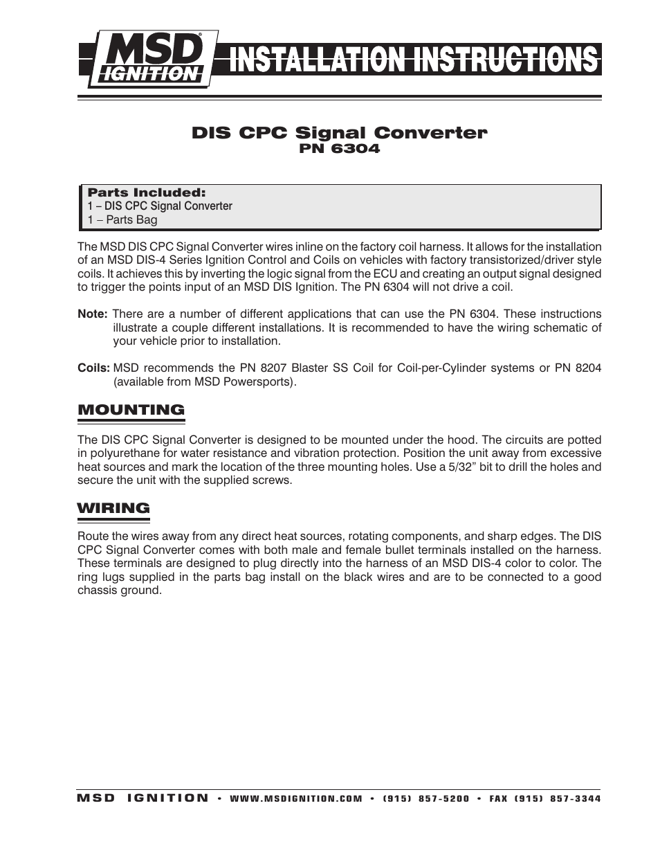 MSD 6304 DIS CPC Signal Converter, 4 Channel Installation User Manual | 4 pages