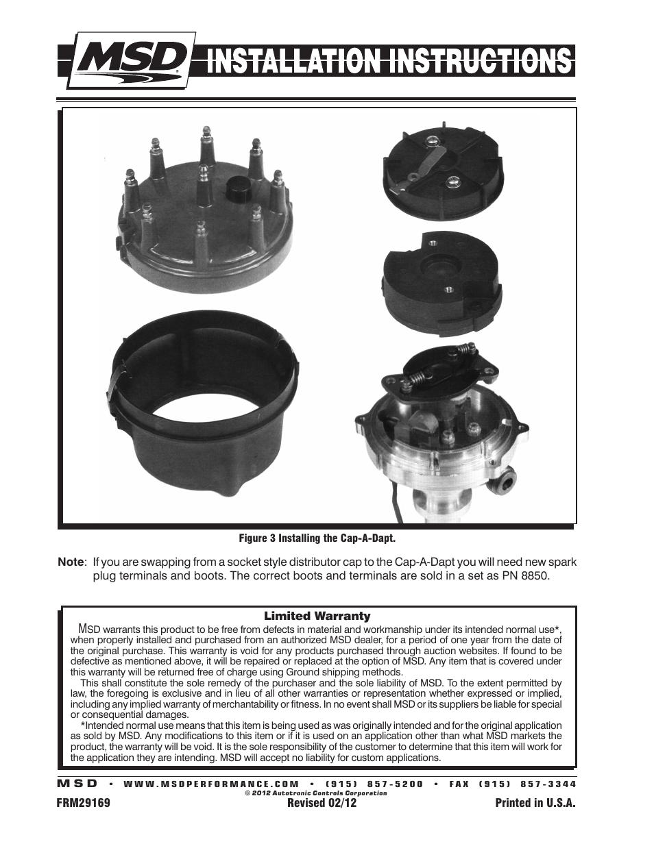 MSD 8420 Cap-A-Dapt Kit for Chevy V8 Installation User Manual | Page 2 / 2