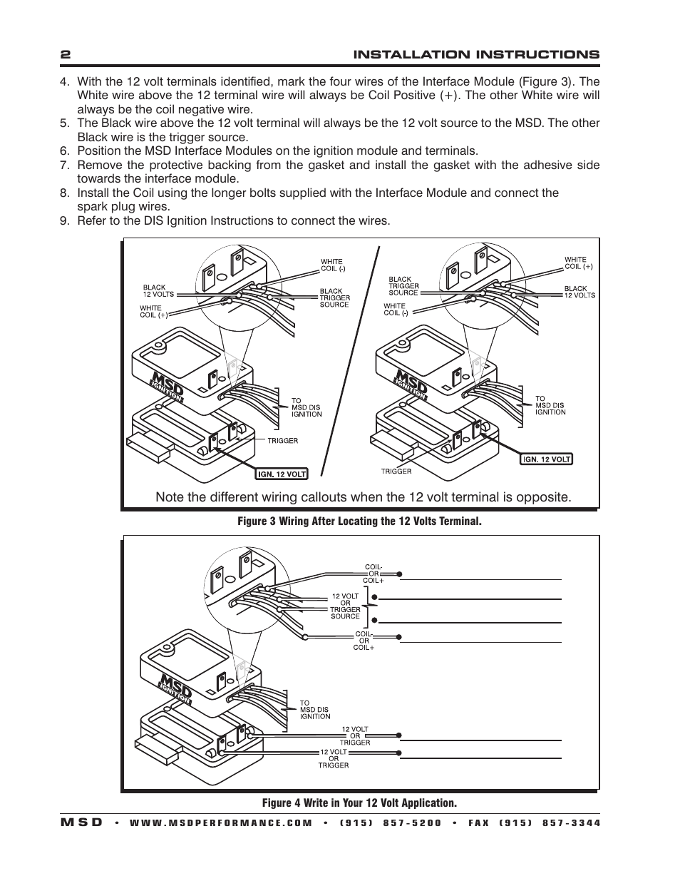 MSD 8870 Coil Interface Block,GM Dual Tower Coils Installation User Manual | Page 2 / 4