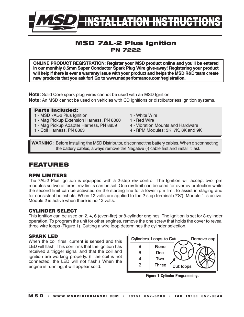 MSD 7222 7AL-2 Ignition Control Installation User Manual | 16 pages