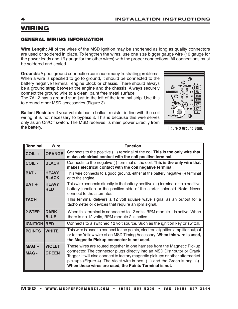 Wiring | MSD 7222 7AL-2 Ignition Control Installation User Manual | Page 4 / 16