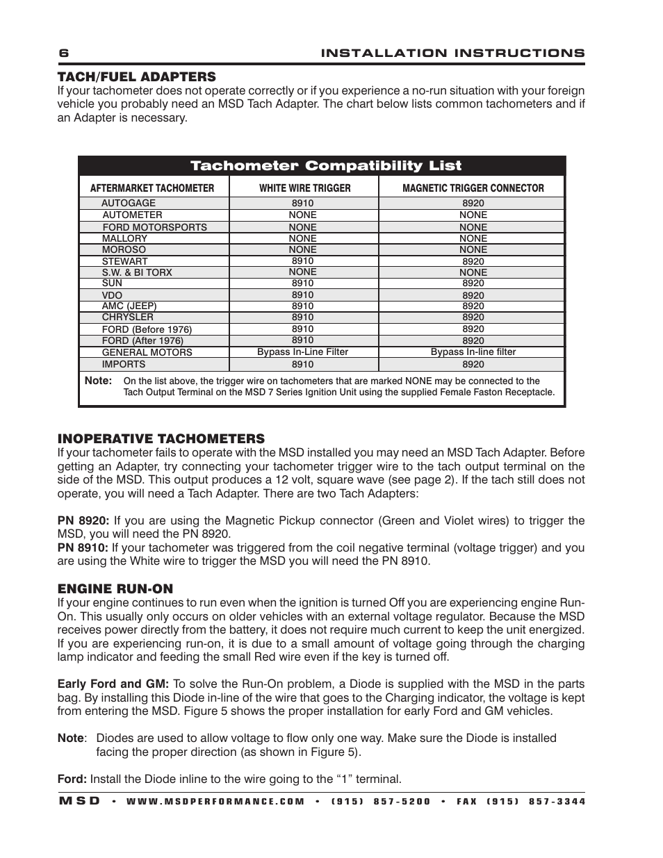 MSD 7222 7AL-2 Ignition Control Installation User Manual | Page 6 / 16