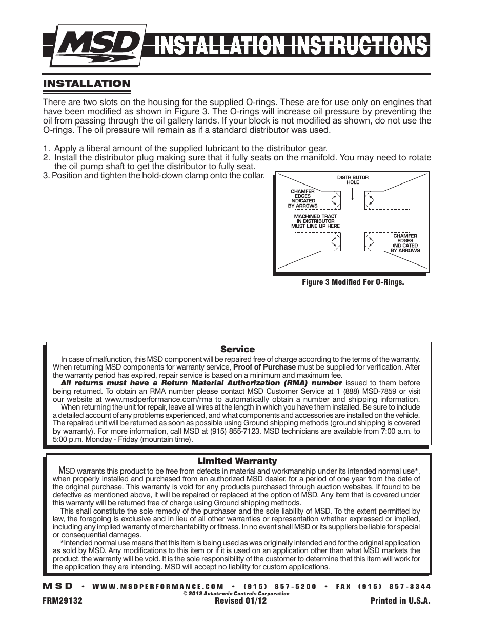 MSD 8513 Oil Plug Wet Sump Chevy V8 Installation User Manual | Page 2 / 2