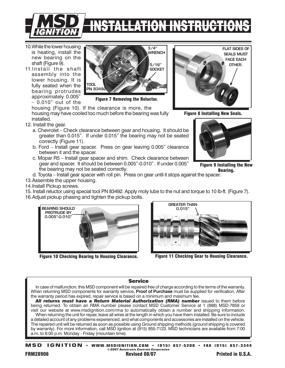 MSD 83921 HVC Professional Racing Distributor for Chevrolet Installation User Manual | Page 4 / 4