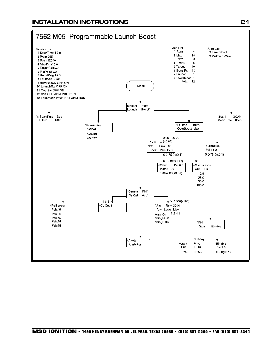 MSD 7562 Programmable Launch Boost Controller Installation User Manual | Page 21 / 24