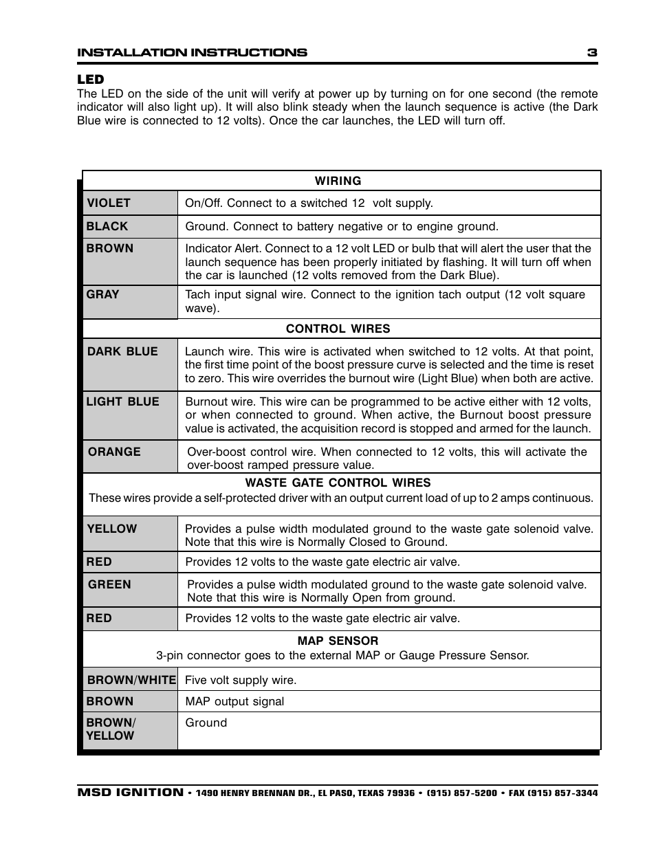 MSD 7562 Programmable Launch Boost Controller Installation User Manual | Page 3 / 24