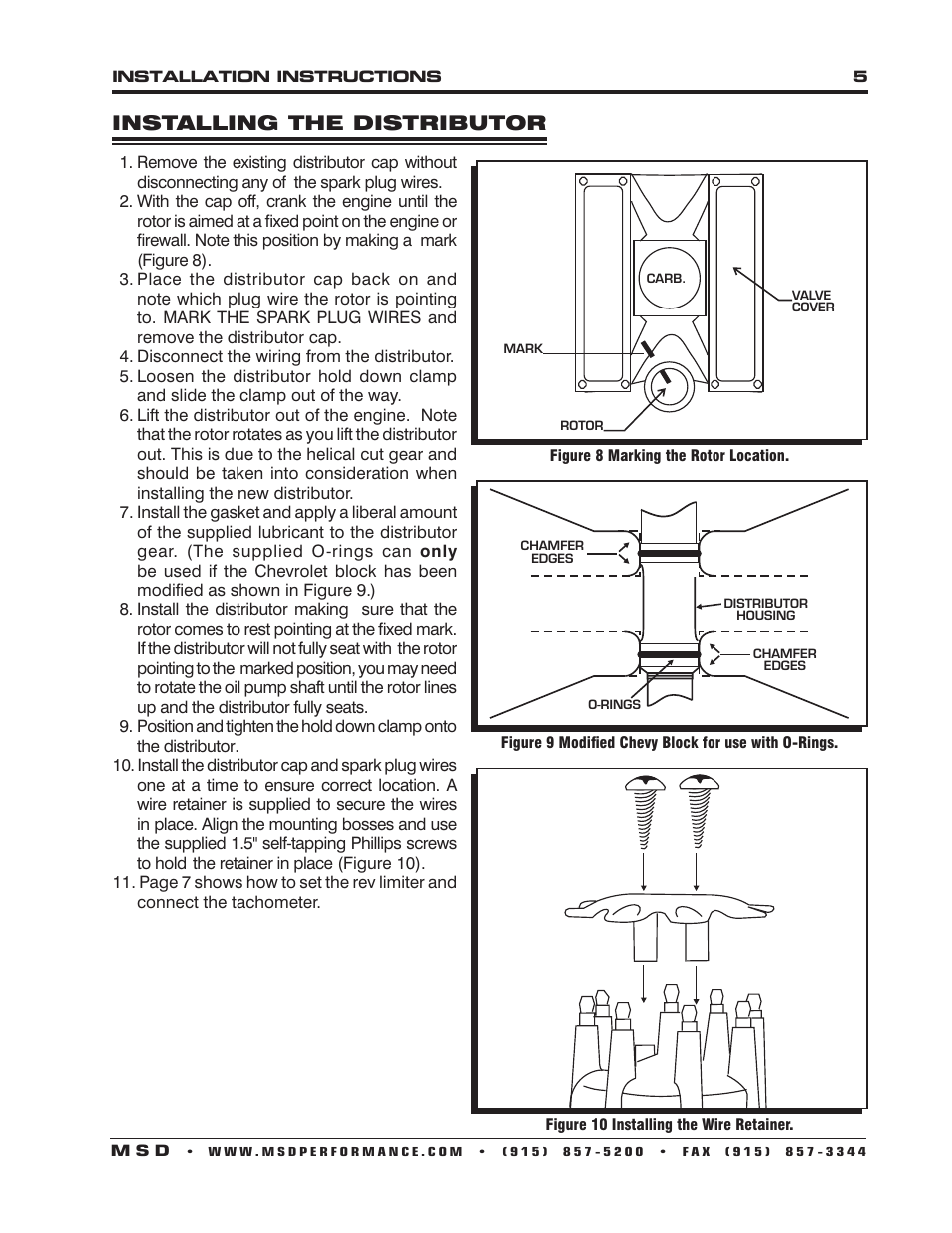 Installing the distributor | MSD 83506 Ford 351-460 Ready-to-Run Marine Distributor Installation User Manual | Page 5 / 8