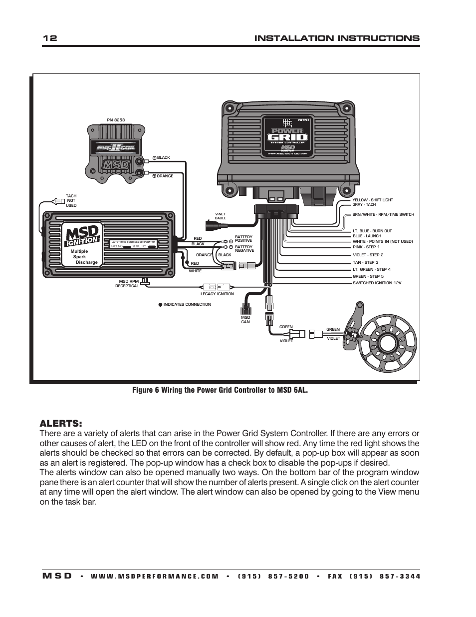 Alerts, 12 installation instructions m s d, Ignition | MSD 7730 Power Grid System - Controller Only Installation User Manual | Page 12 / 16