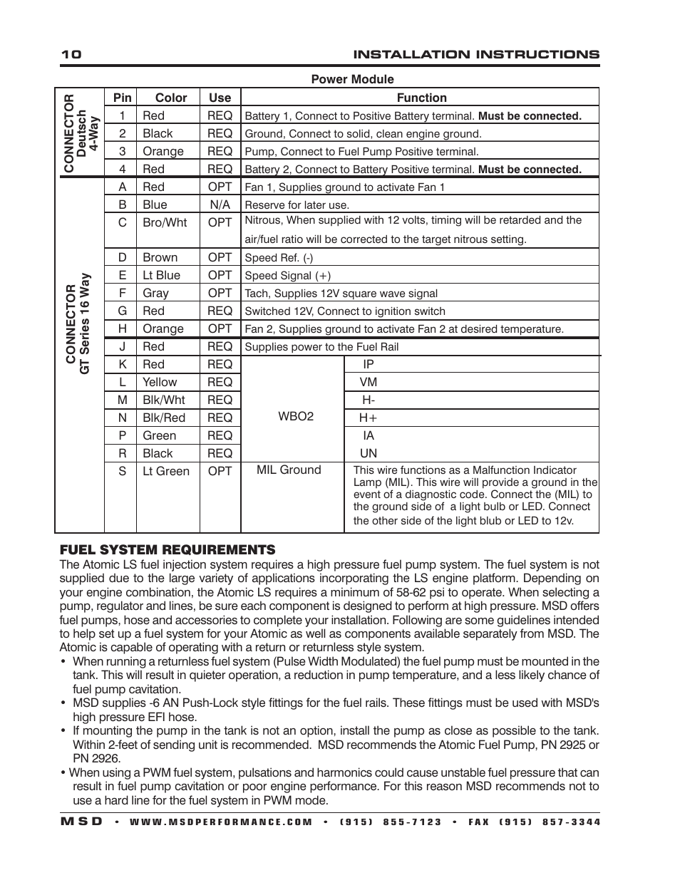 MSD 2960 Atomic LS7 Master Kit Installation User Manual | Page 10 / 24