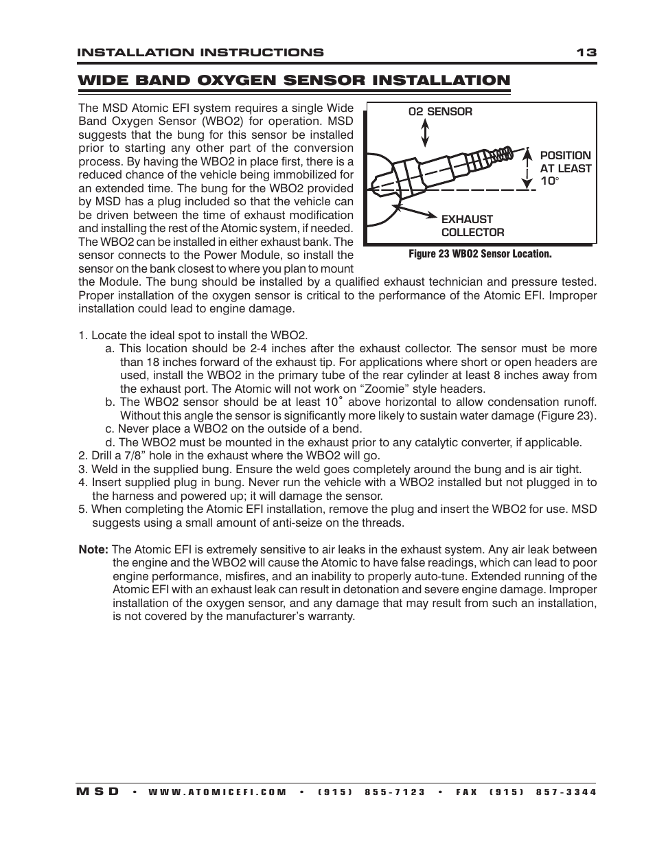 MSD 2960 Atomic LS7 Master Kit Installation User Manual | Page 13 / 24