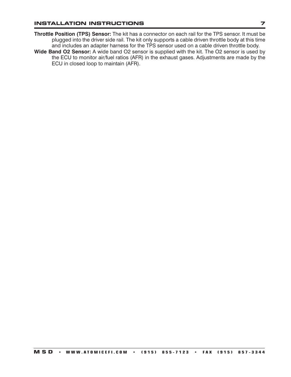 MSD 2960 Atomic LS7 Master Kit Installation User Manual | Page 7 / 24