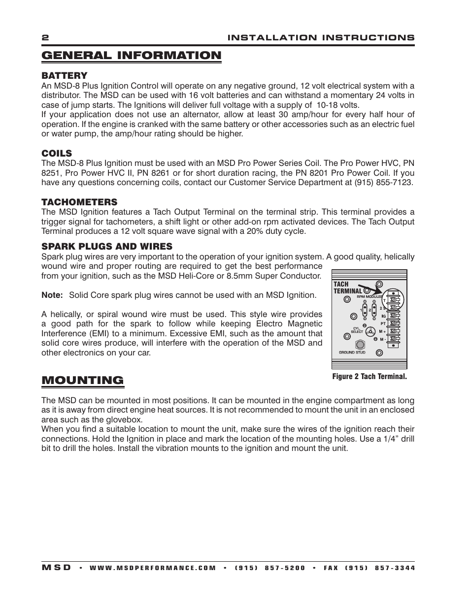 General information, Mounting | MSD 7805 8-Plus Ignition Control Installation User Manual | Page 2 / 8