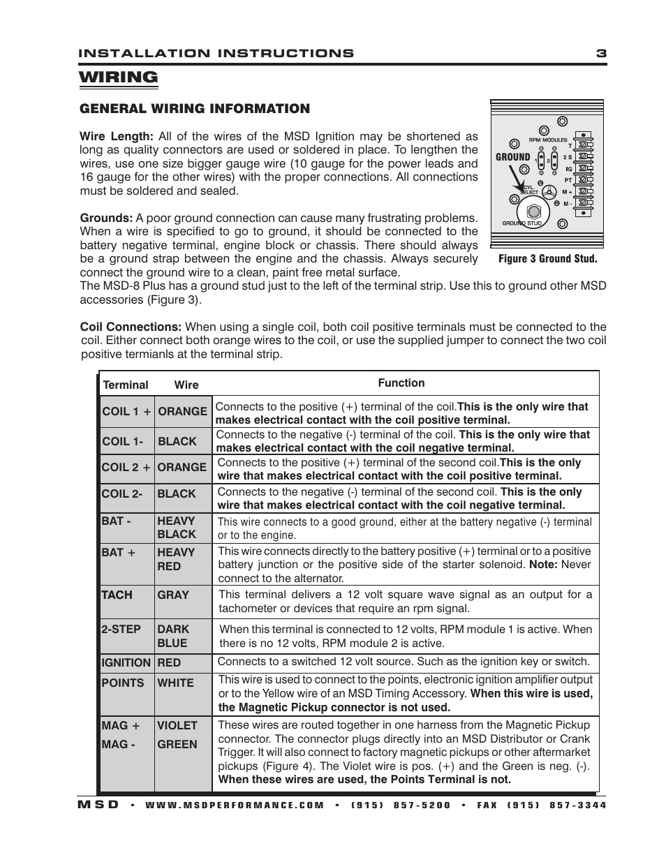 Wiring | MSD 7805 8-Plus Ignition Control Installation User Manual | Page 3 / 8