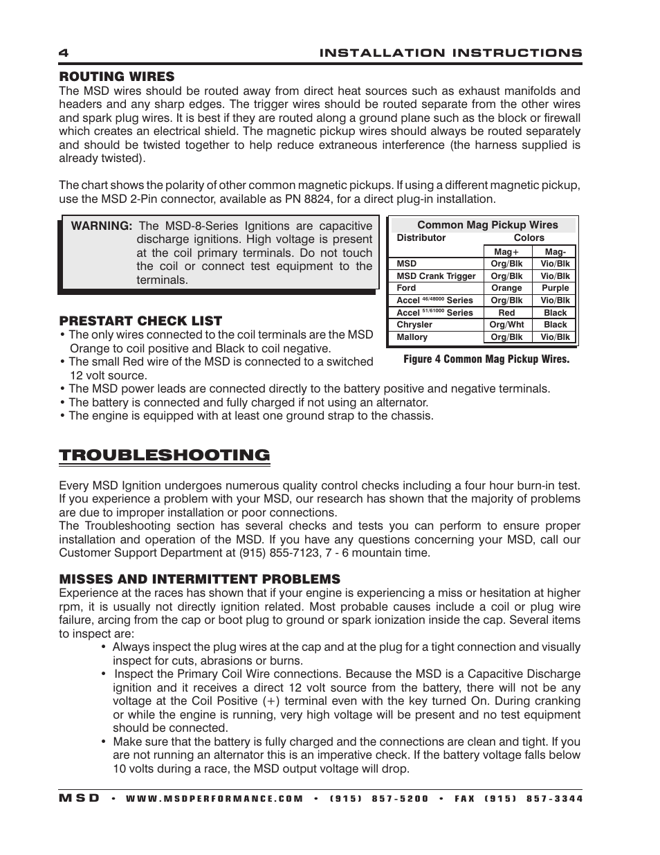 Troubleshooting | MSD 7805 8-Plus Ignition Control Installation User Manual | Page 4 / 8
