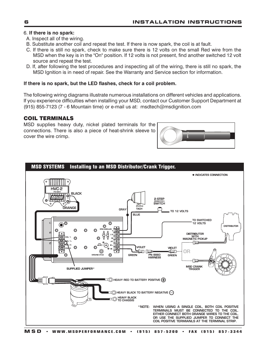 Coil terminals | MSD 7805 8-Plus Ignition Control Installation User Manual | Page 6 / 8