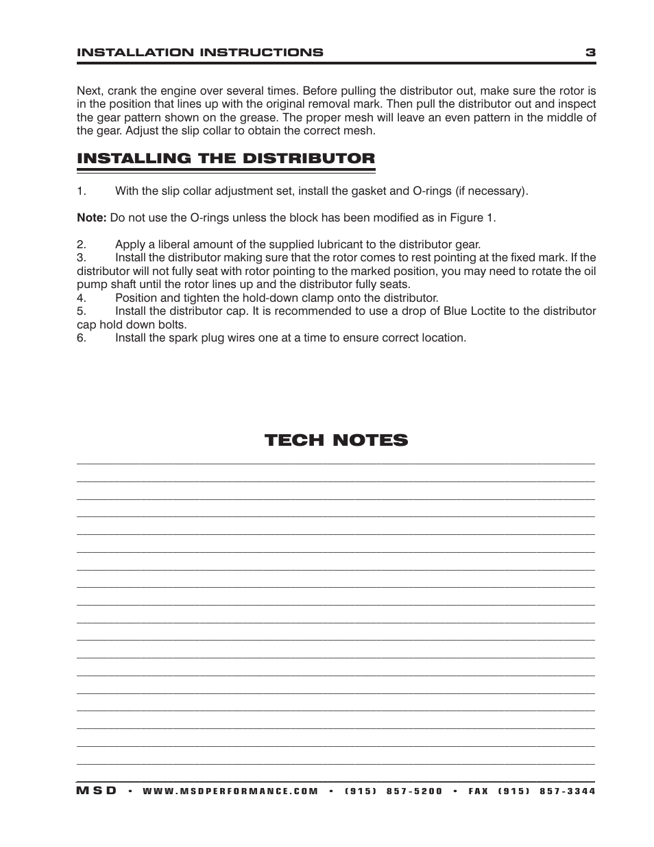 MSD 8489 Chevy Crab Cap Crank Trigger Distributor Installation User Manual | Page 3 / 4