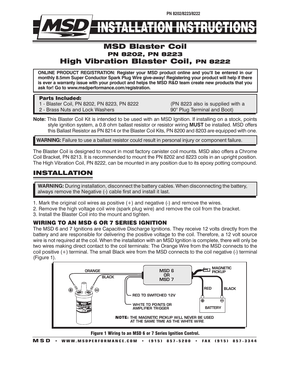 MSD 8202 Blaster 2 Coil Hi-Performance Installation User Manual | 2 pages
