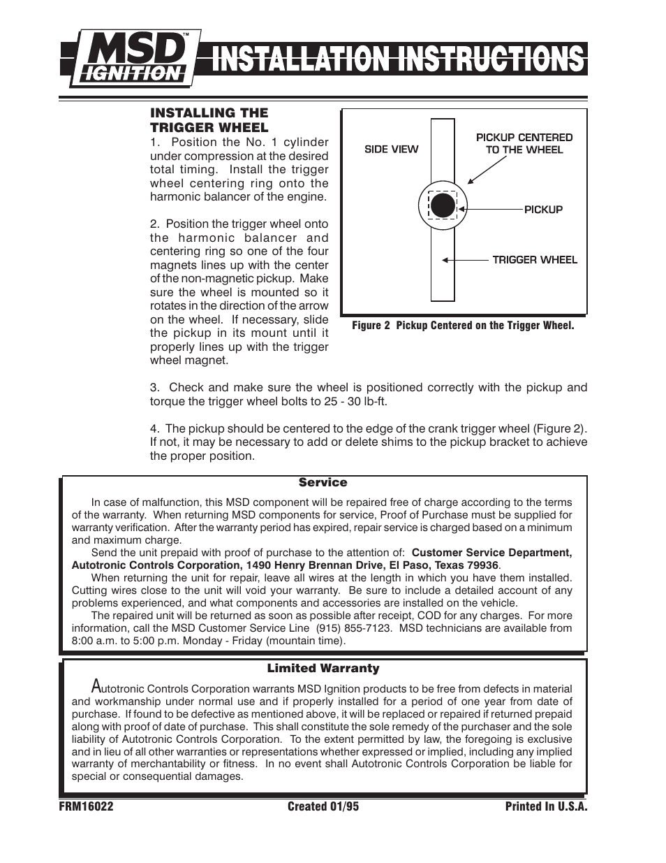 MSD 8650 Pontiac V8 Crank Trigger Kit Installation User Manual | Page 2 / 2