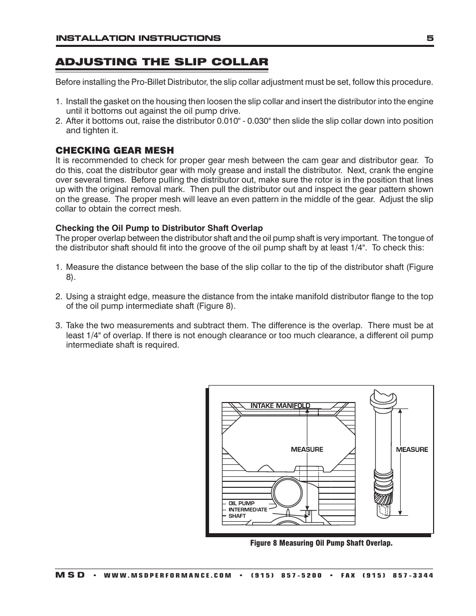 MSD 8356 Chevy V8 Dual Pickup Distributor Installation User Manual | Page 5 / 8