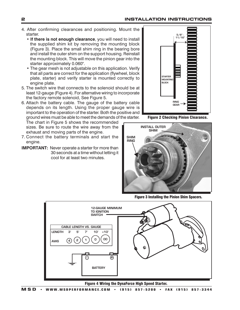 MSD 50922 Ford High Speed DynaForce Starter BB 351M, 400, 429 Installation User Manual | Page 2 / 4