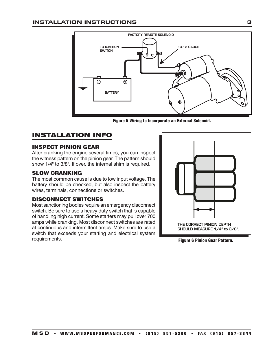 Installation info | MSD 50922 Ford High Speed DynaForce Starter BB 351M, 400, 429 Installation User Manual | Page 3 / 4