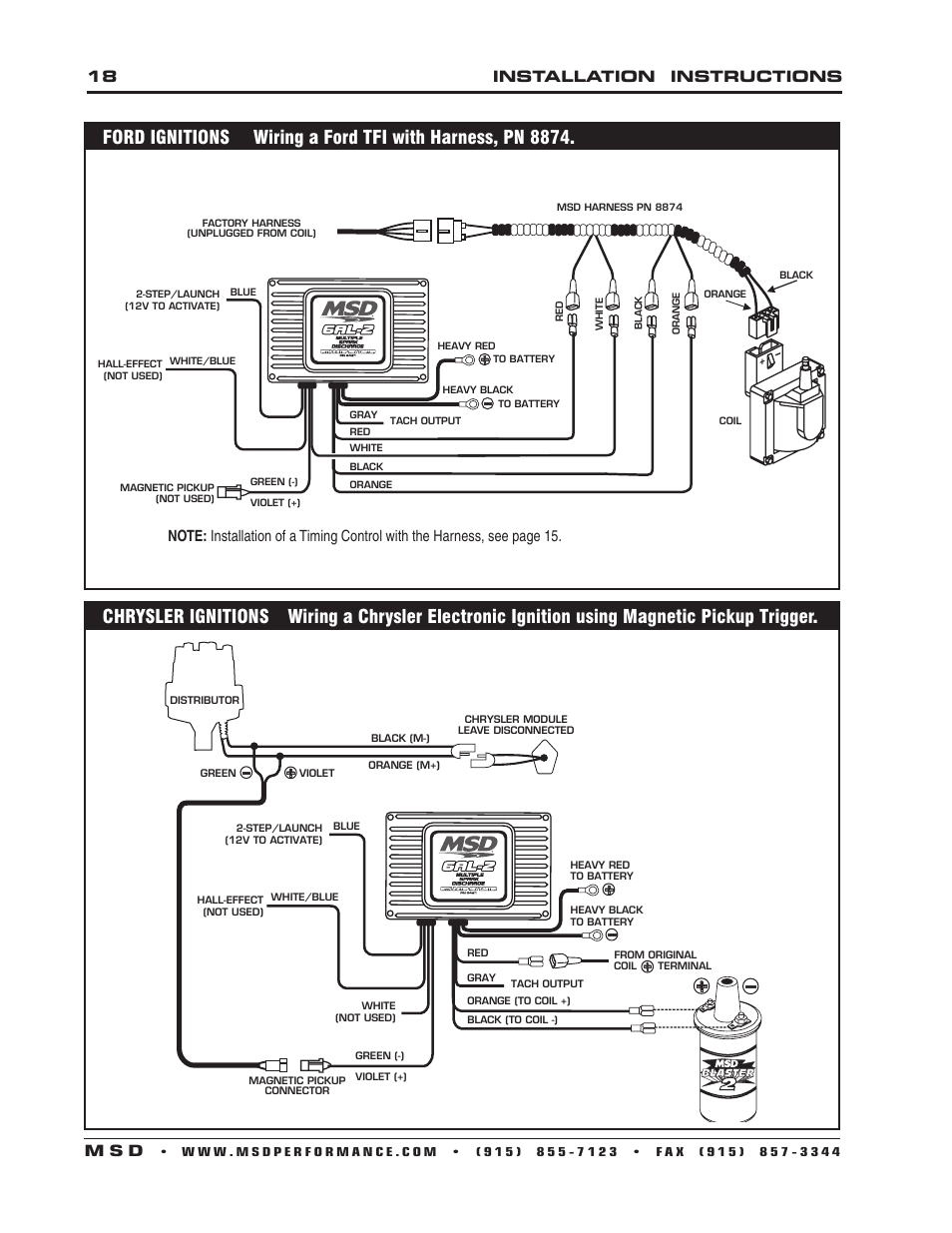 18 installation instructions m s d | MSD 6421 6AL-2 Ignition Control Installation User Manual | Page 18 / 28